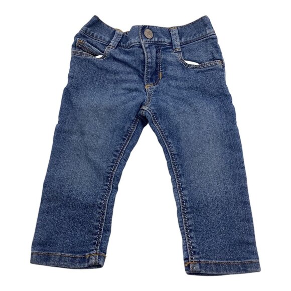 Old Navy Baby Girl Skinny Denim Jeans 12-18M Medium Wash Blue Elastic Waist - Picture 1 of 10